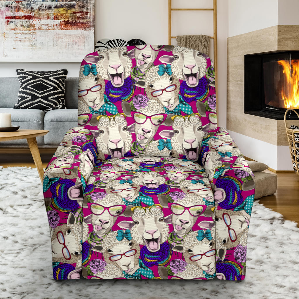 Sheep Print Design LKS403 Recliner Slipcover with Pocket