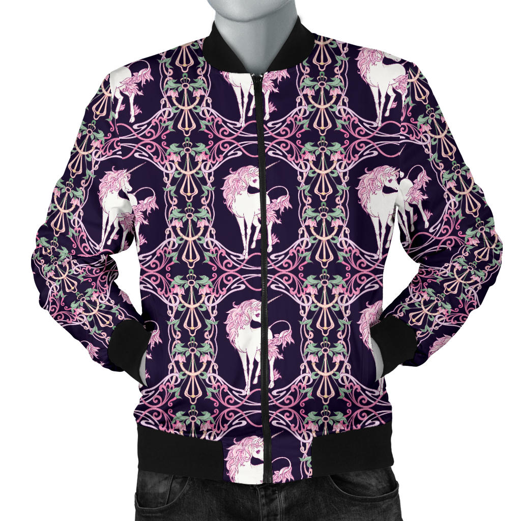Unicorn Fantastic Flower Men Bomber Jacket