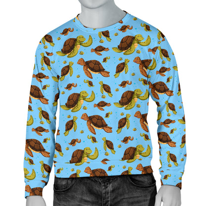 Hello Sea Turtle Print Pattern Men Long Sleeve Sweatshirt
