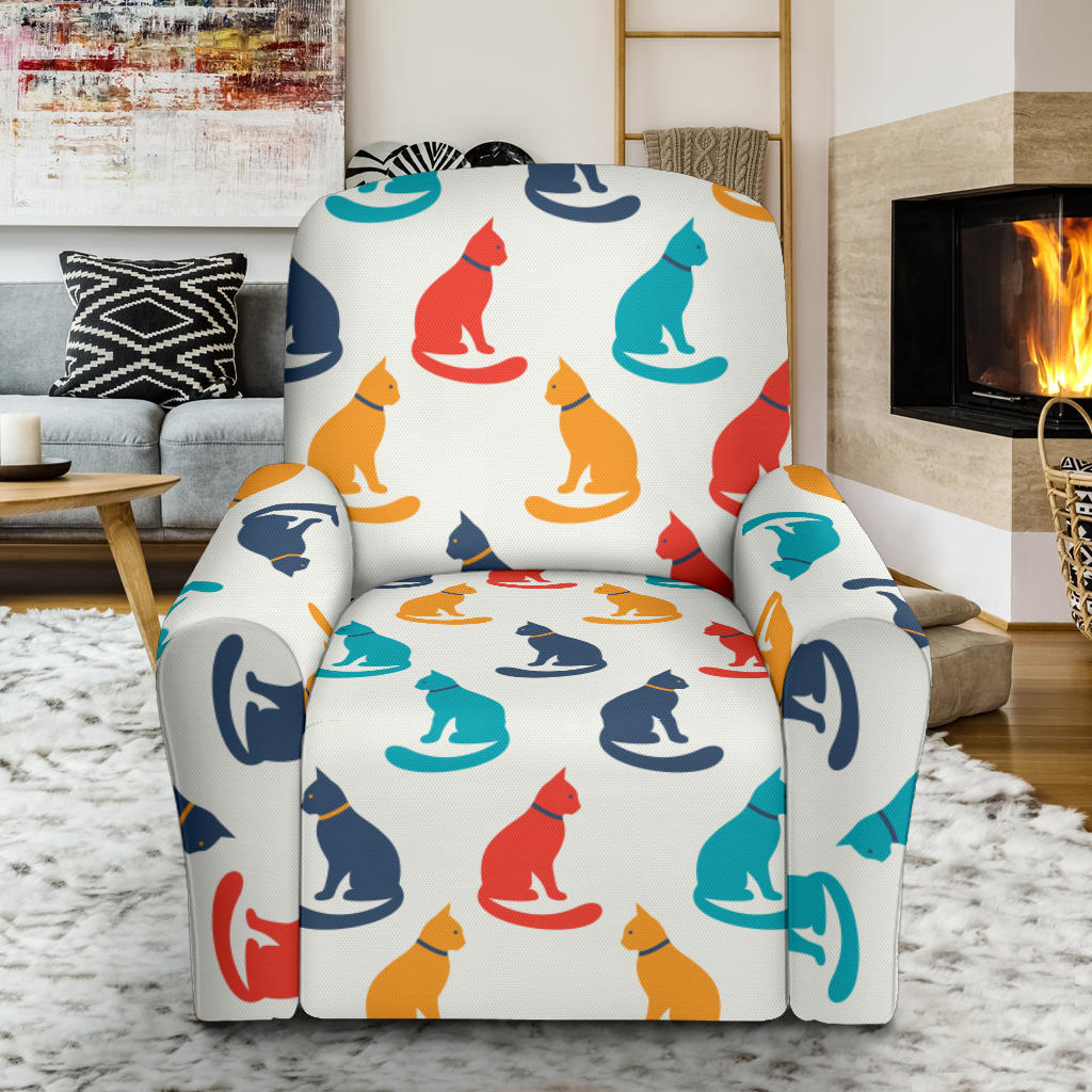 Cat Pattern Print Design 03 Recliner Slipcover with Pocket