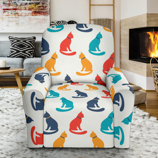 Cat Pattern Print Design 03 Recliner Slipcover with Pocket