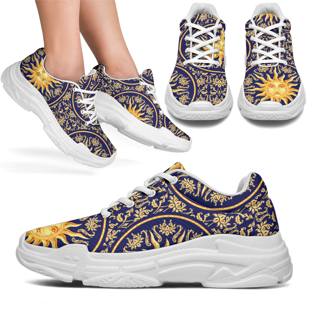 Celestial Gold Sun Face Chunky Sneakers