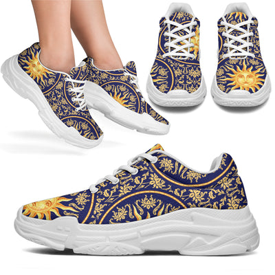 Celestial Gold Sun Face Chunky Sneakers