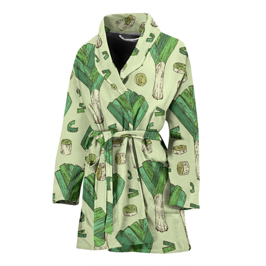 Leek Pattern Print Design 04 Women Bathrobe