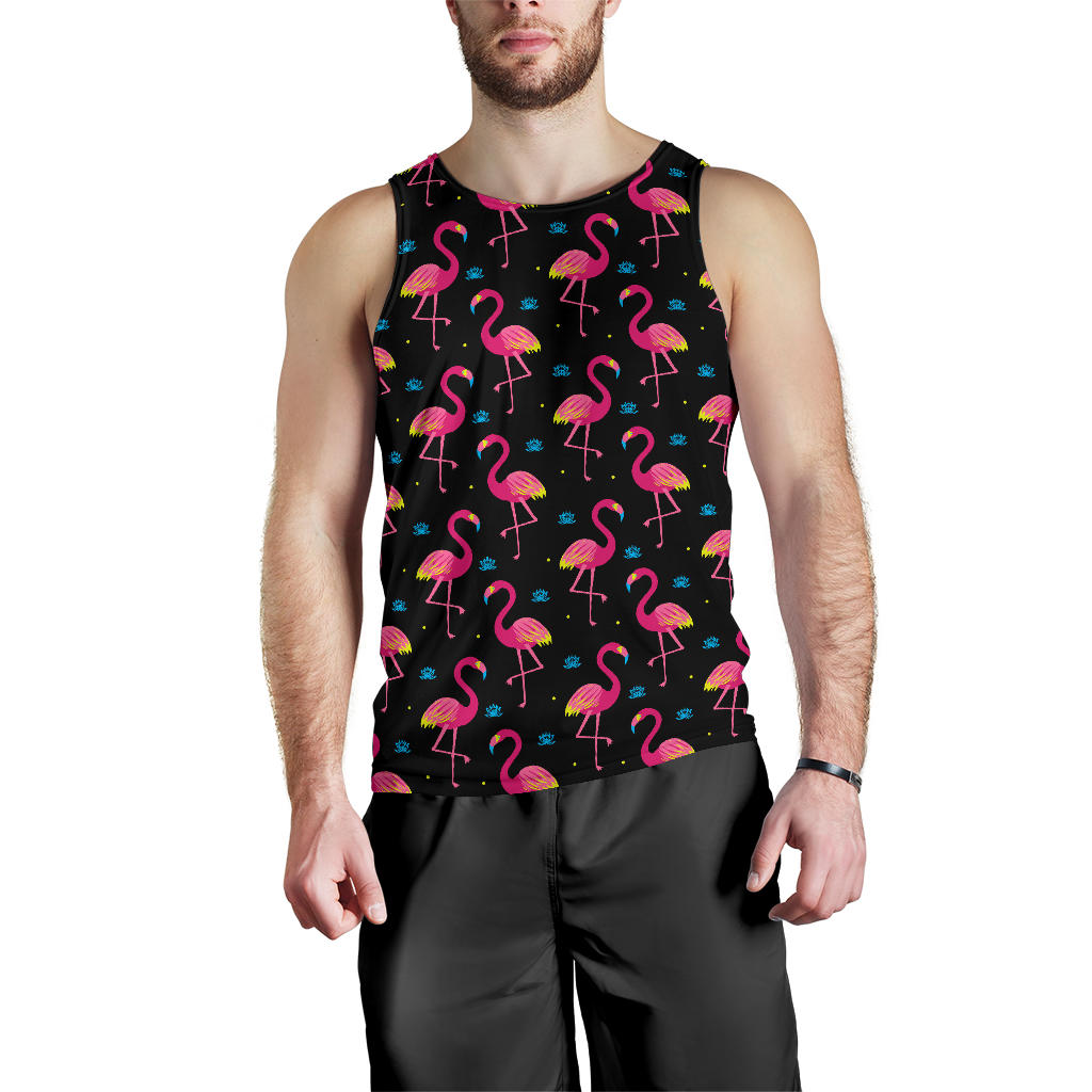 Flamingo Pink Neon Print Pattern Men Tank Top