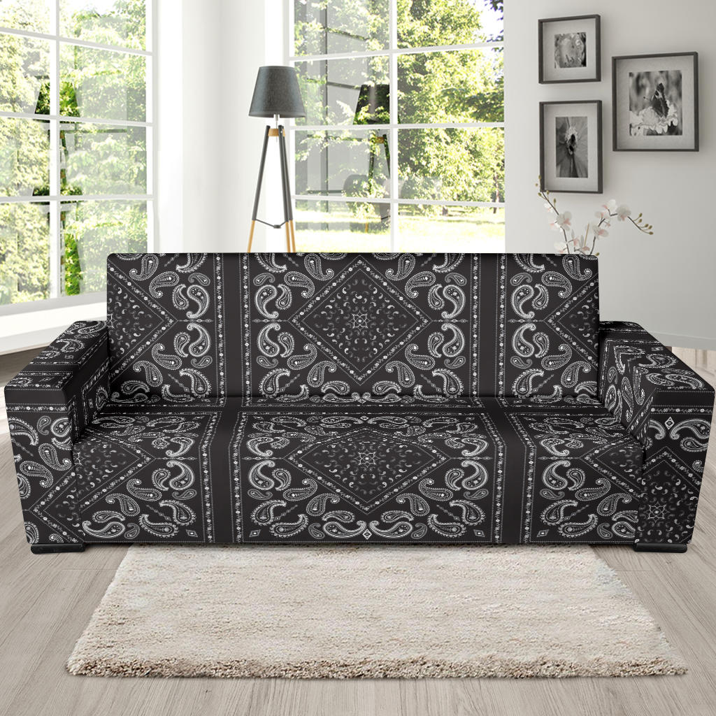 Bandana Black White Print Design LKS302 Sofa Slipcover