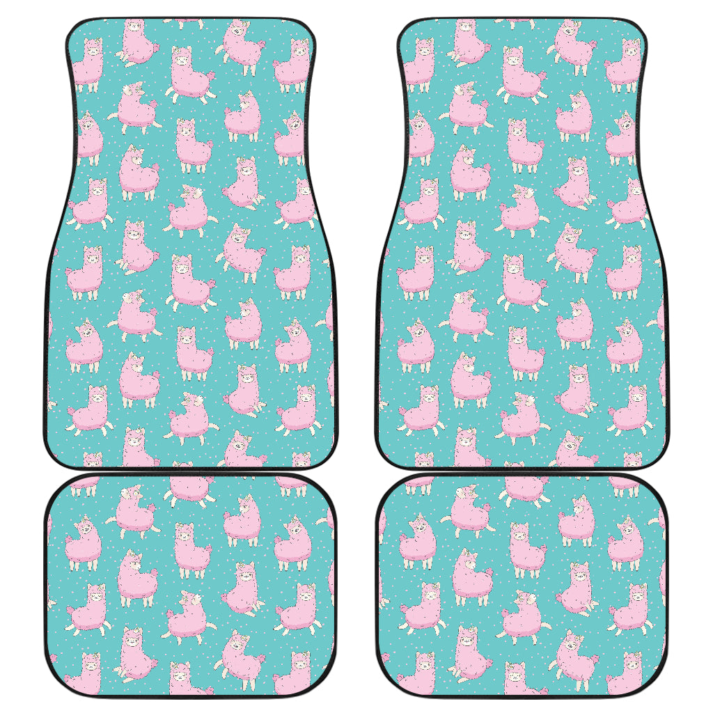 Alpaca Cartoon Design Themed Print Car Floor Mats Front Back