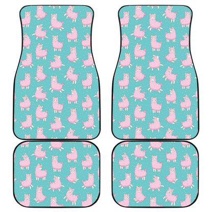 Alpaca Cartoon Design Themed Print Car Floor Mats Front Back