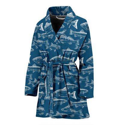 Salmon Fish Print Design LKS301 Women Bathrobe