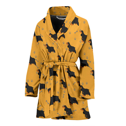 Cocker Pattern Print Design 01 Women Bathrobe