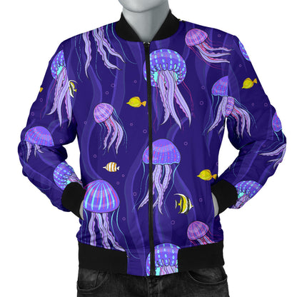 Jellyfish Style Print Men Bomber Jacket