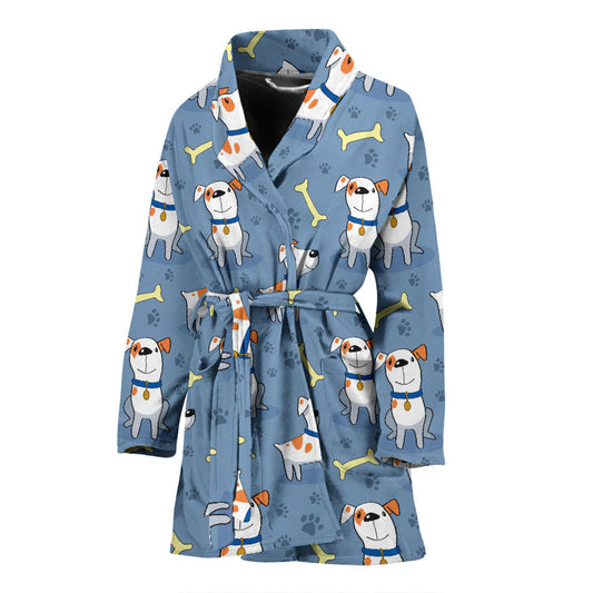 Bull Terriers Pattern Print Design 04 Women Bathrobe