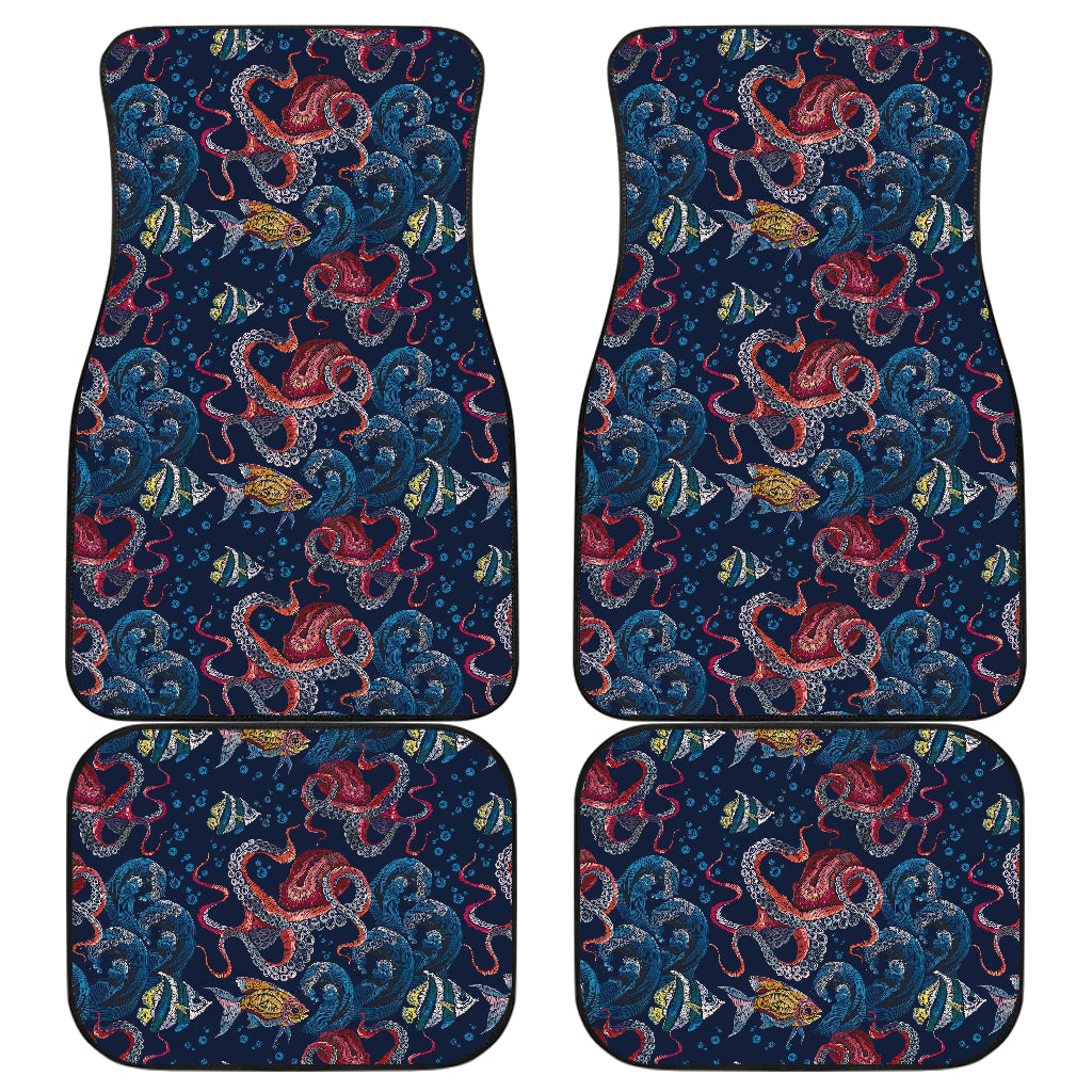 Octopus Deep Sea Print Themed Car Floor Mats Front Back