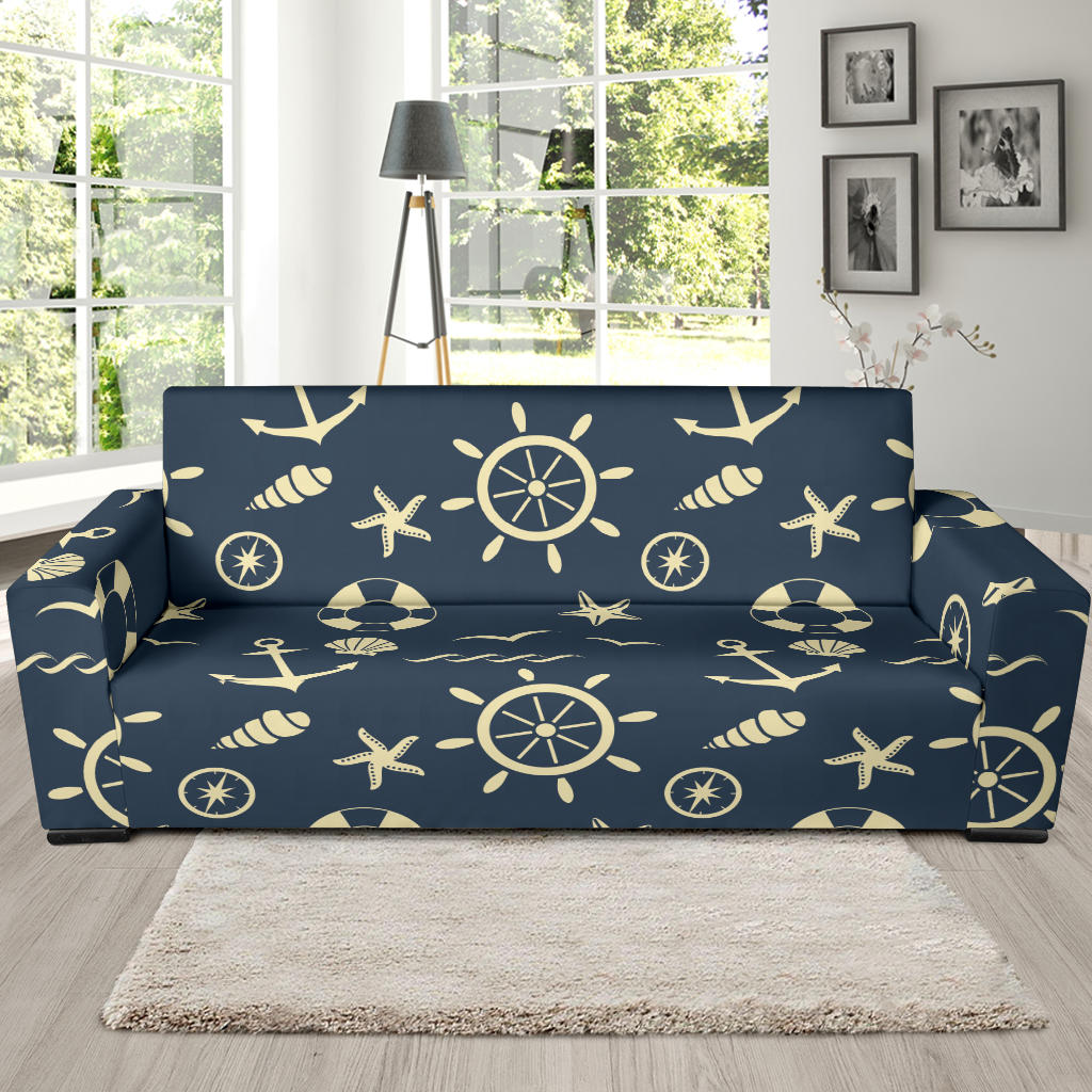 Nautical Pattern Print Design A01 Sofa Slipcover