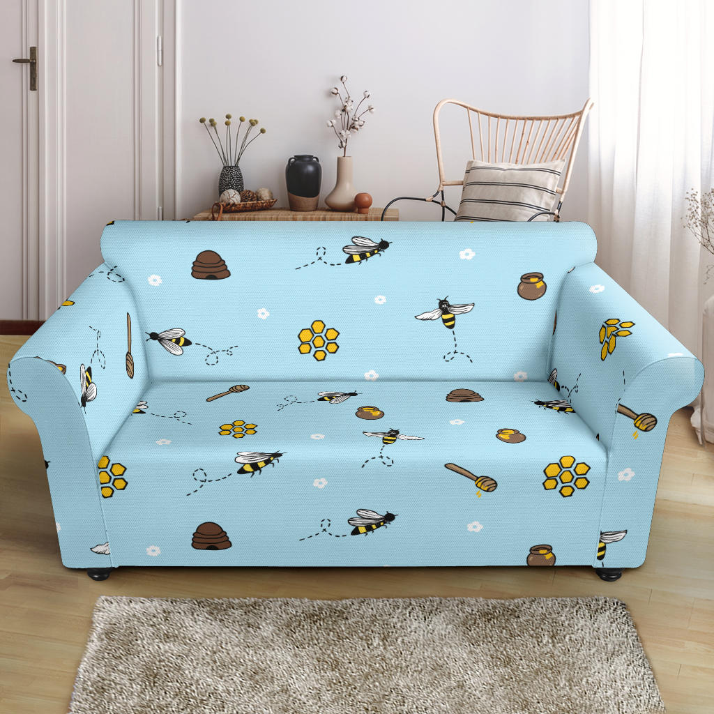 Honey Bee Print Design LKS307 Loveseat Couch Slipcover