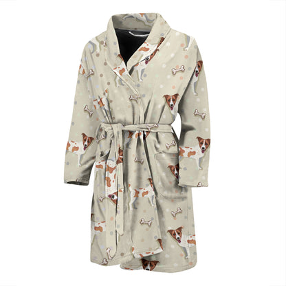 Russell Terriers With Bone Print Design LKS302 Men Bathrobe