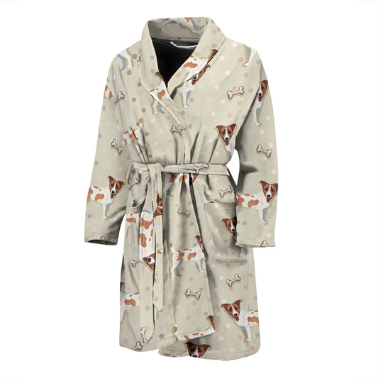 Russell Terriers With Bone Print Design LKS302 Men Bathrobe