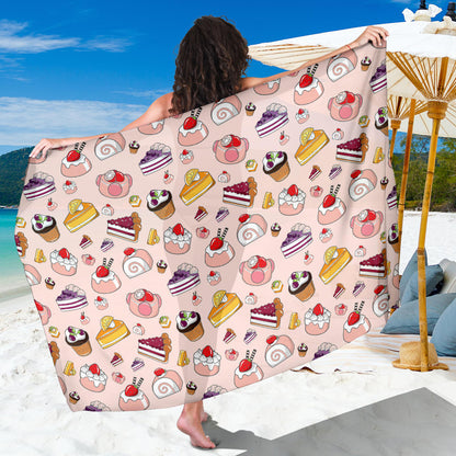 Cake Pattern Print Design 01 Sarong Pareo Wrap