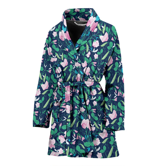 Sweet Pea Print Design LKS303 Women Bathrobe