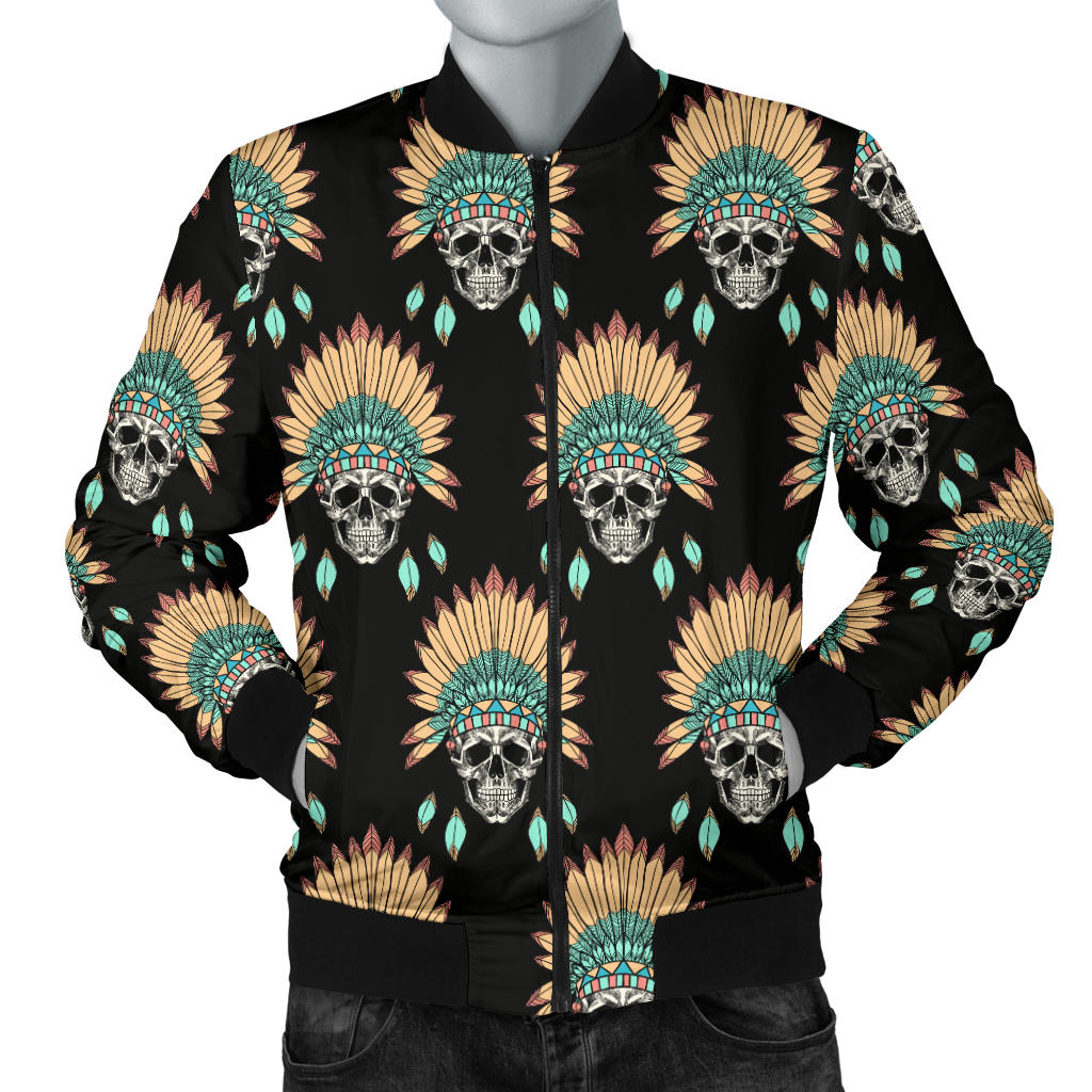 American indian Skull Pattern Men Bomber Jacket