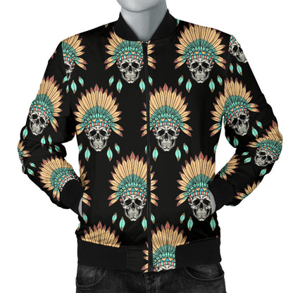 American indian Skull Pattern Men Bomber Jacket