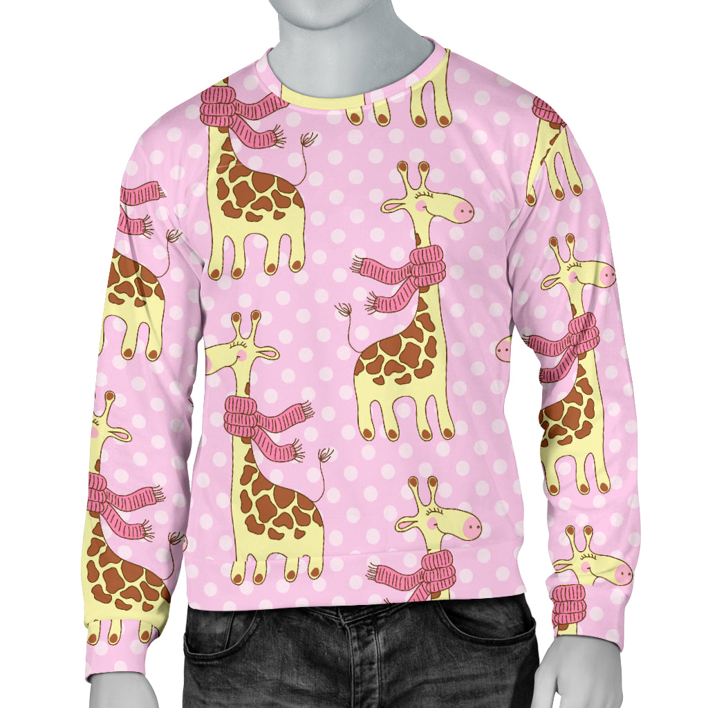 Giraffe Cute Pink Polka Dot Print Men Long Sleeve Sweatshirt