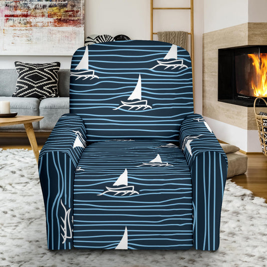 Sailboat Print Design LKS303 Recliner Slipcover with Pocket