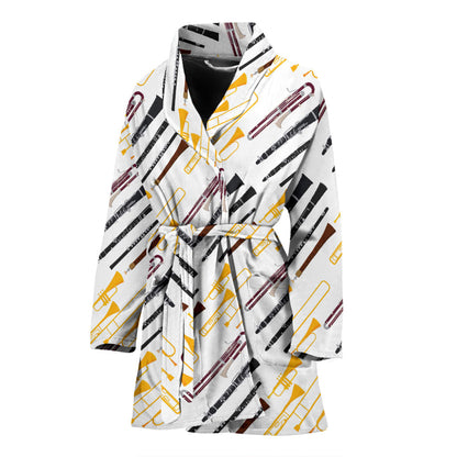 Clarinet Pattern Print Design 01 Women Bathrobe
