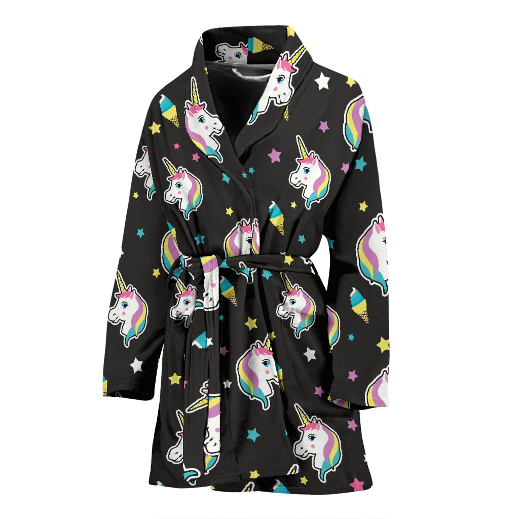Unicorn Print Design LKS302 Women Bathrobe