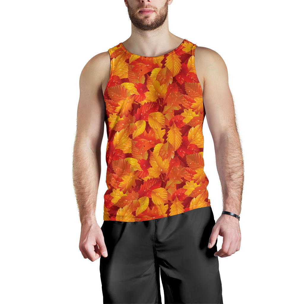 Elm Leave Autum Print Pattern Men Tank Top