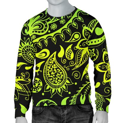 Paisley Green Design Print Men Long Sleeve Sweatshirt