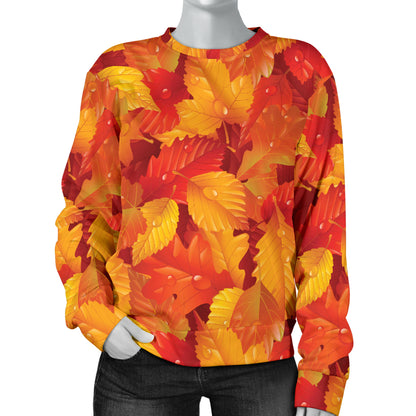 Elm Leave Autum Print Pattern Women Long Sleeve Sweatshirt