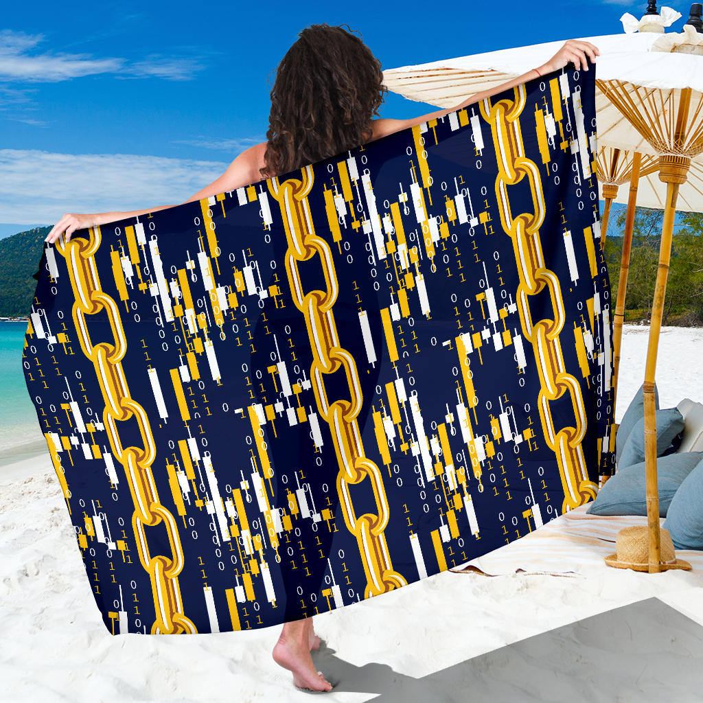 Cryptocurrency Chain Pattern Print Design 03 Sarong Pareo Wrap