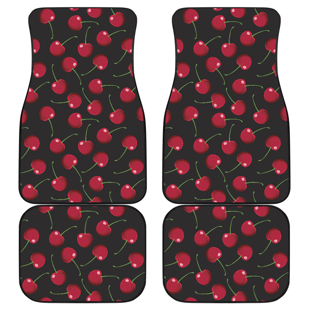Cherry Black Background Car Floor Mats Front Back