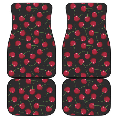 Cherry Black Background Car Floor Mats Front Back