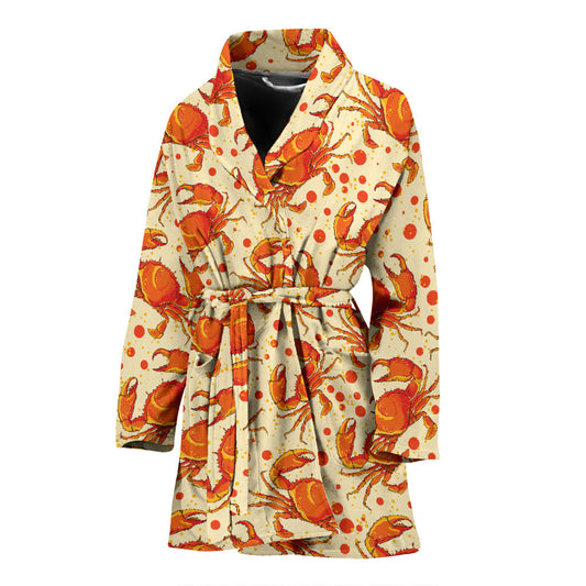 Crab Pattern Print Design 01 Women Bathrobe