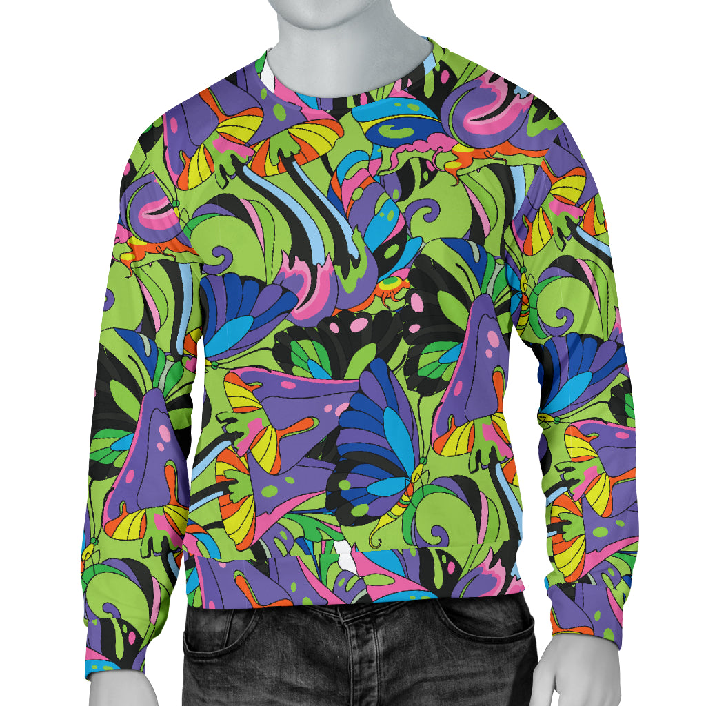 Psychedelic Trippy Mushroom Themed Men Long Sleeve Sweatshirt