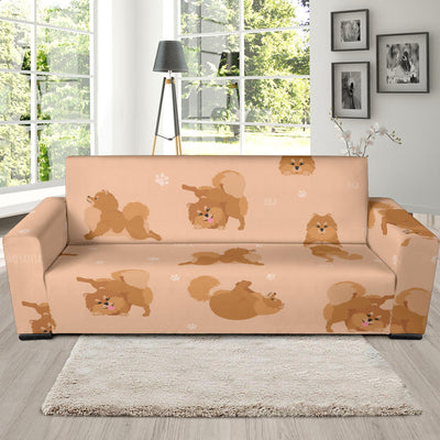 Pomeranians Pattern Print Design A06 Sofa Slipcover