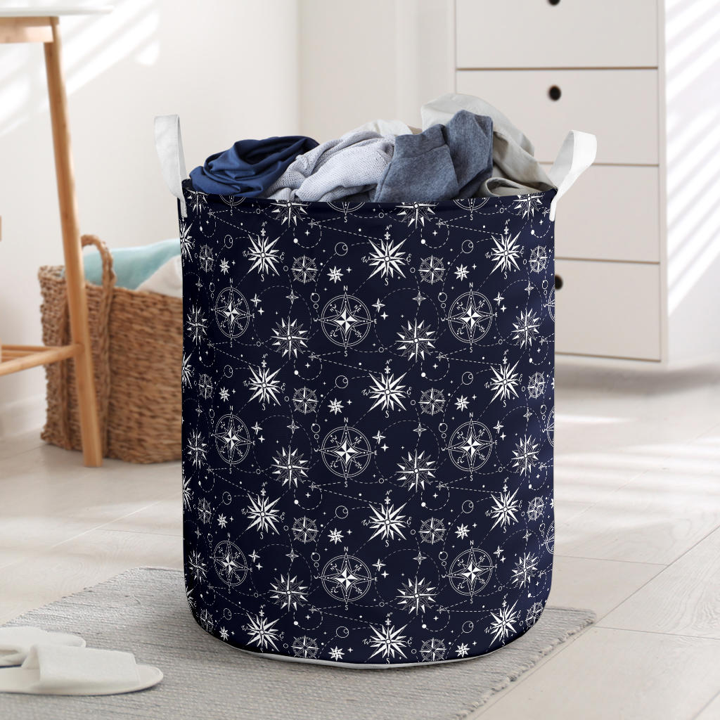 Nautical Sky Design Themed Print Laundry Basket