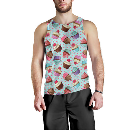 Cupcakes Fancy Heart Print Pattern Men Tank Top