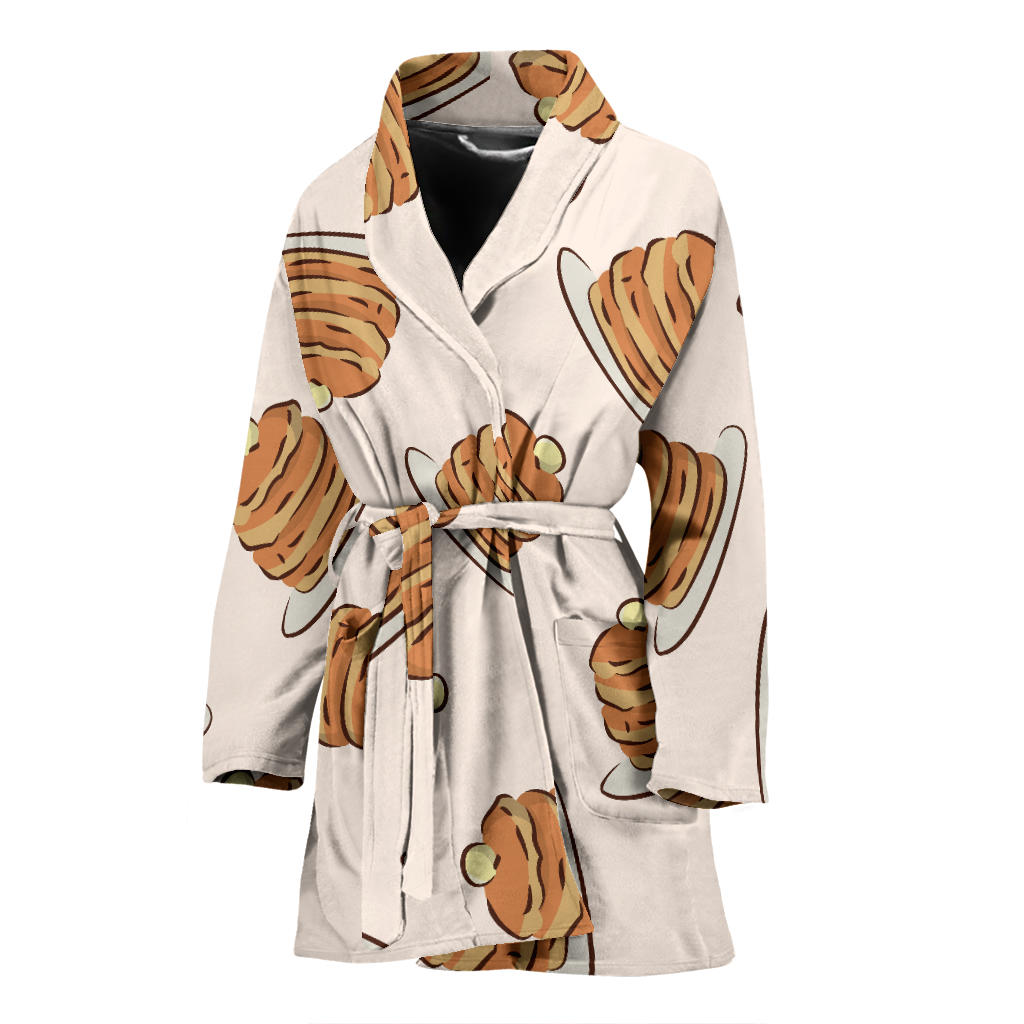 Pancake Pattern Print Design A01 Women Bathrobe