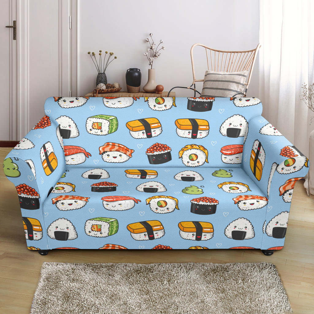 Sushi Print Design LKS303 Loveseat Couch Slipcover