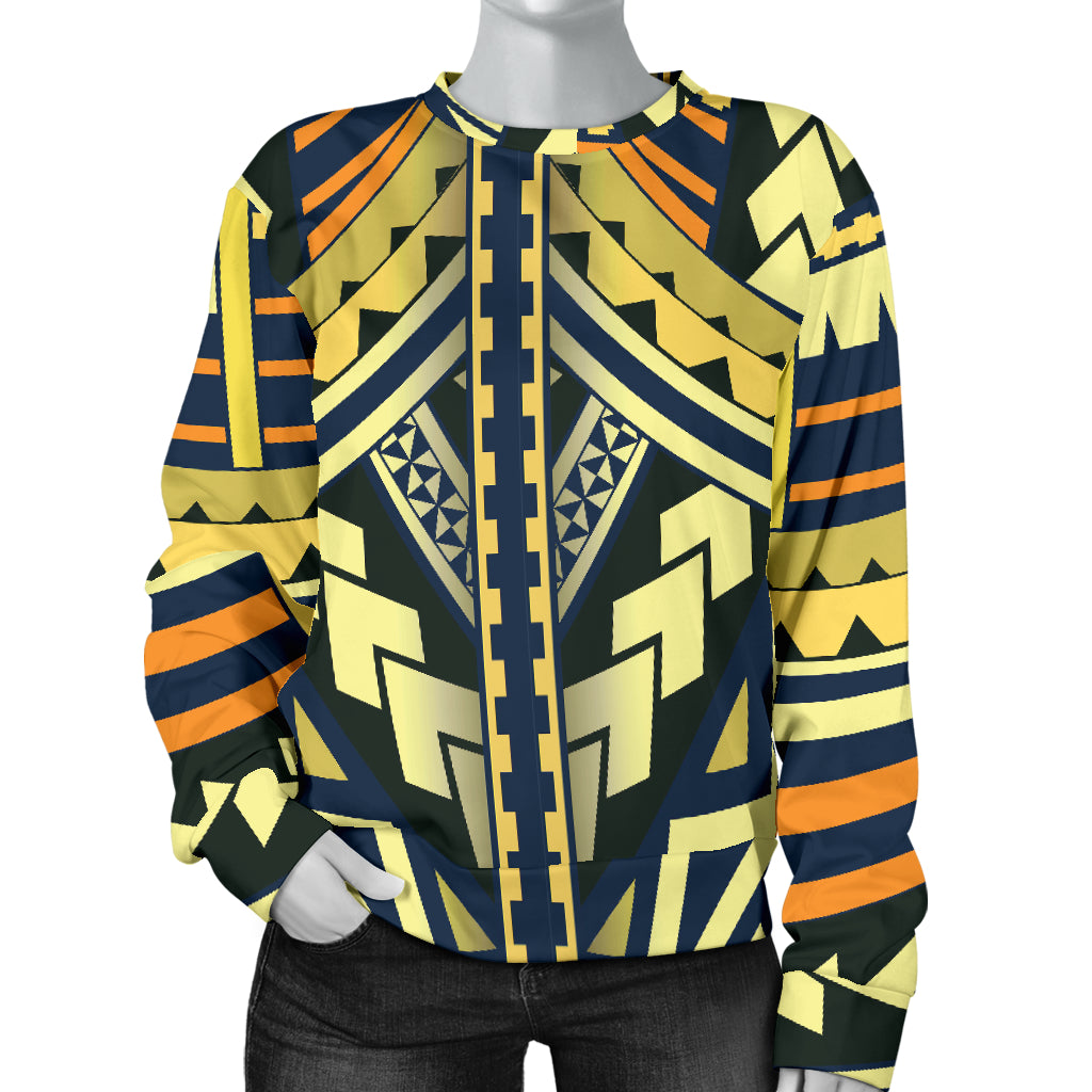 Polynesian Tattoo Print Women Long Sleeve Sweatshirt