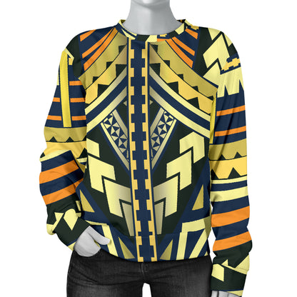 Polynesian Tattoo Print Women Long Sleeve Sweatshirt
