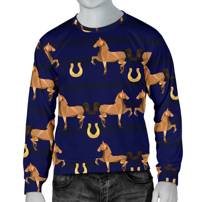Horse Luxury Themed Pattern Print Men Long Sleeve Sweatshirt