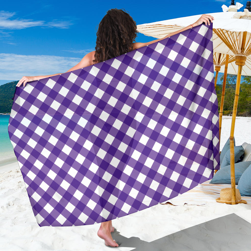 Gingham Purple Pattern Print Design 03 Sarong Pareo Wrap