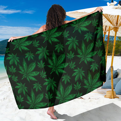 Pot Leaf Pattern Print Design A04 Sarong Pareo Wrap