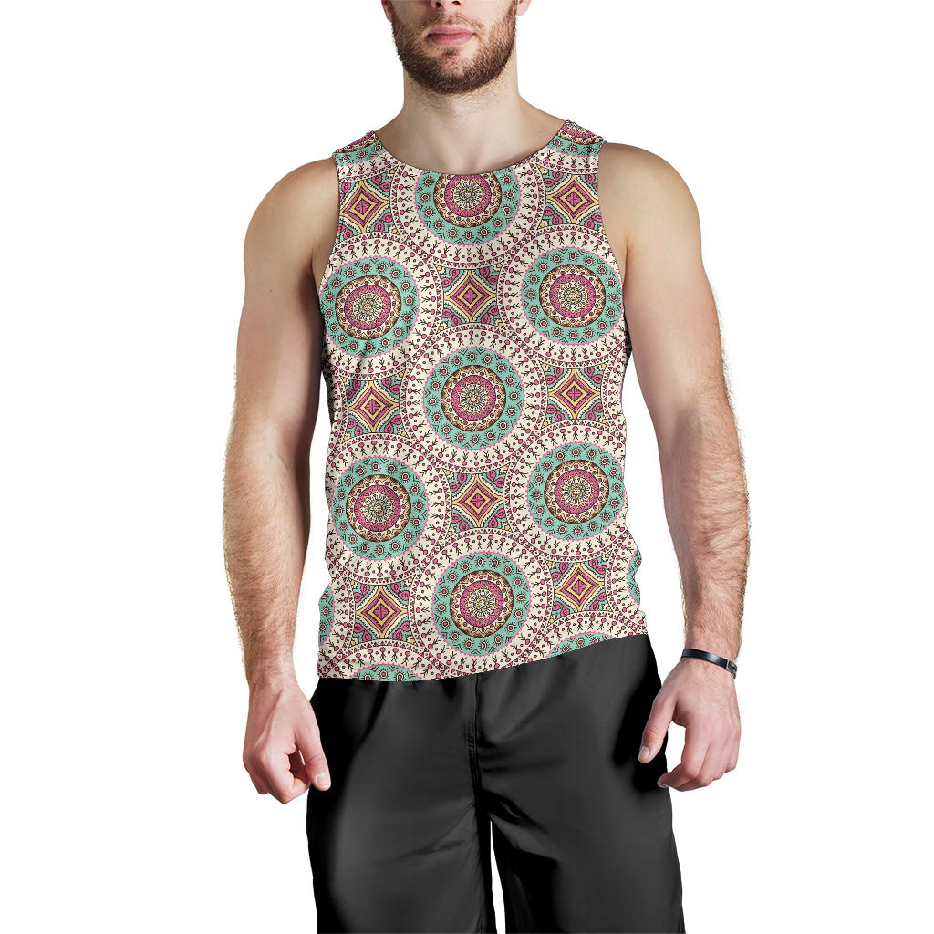 Bohemian Round Style Print Men Tank Top