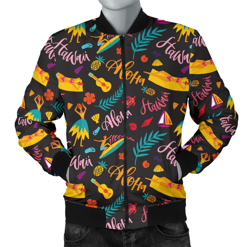 Aloha Hawaii Summer Design Themed Print Men Bomber Jacket