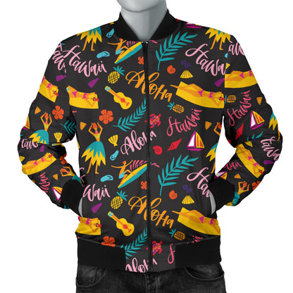 Aloha Hawaii Summer Design Themed Print Men Bomber Jacket